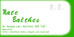 mate balthes business card